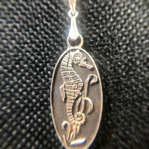 Sterling Silver Sea Horse Pendant Necklace, 18” NEW, Made in USA, Handmade - Picture 1 of 3